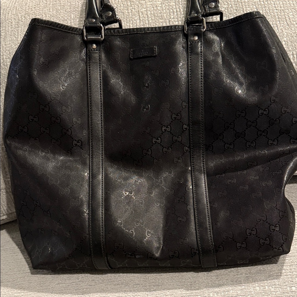 Gucci Black Monogram Tote Bag
